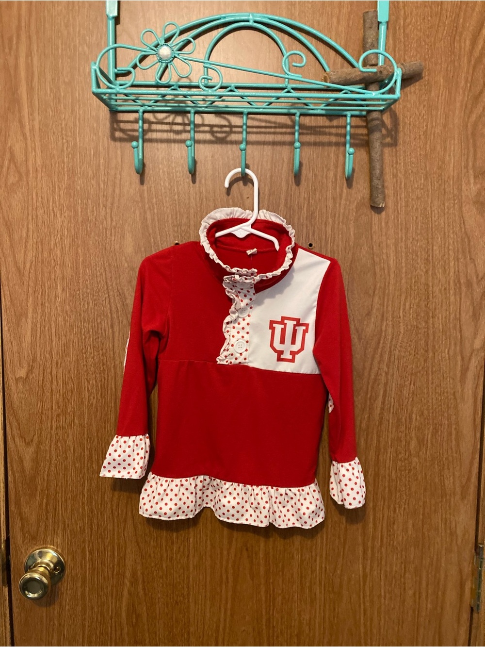 Indiana University Red Girls' Ruffle Long Sleeve Top